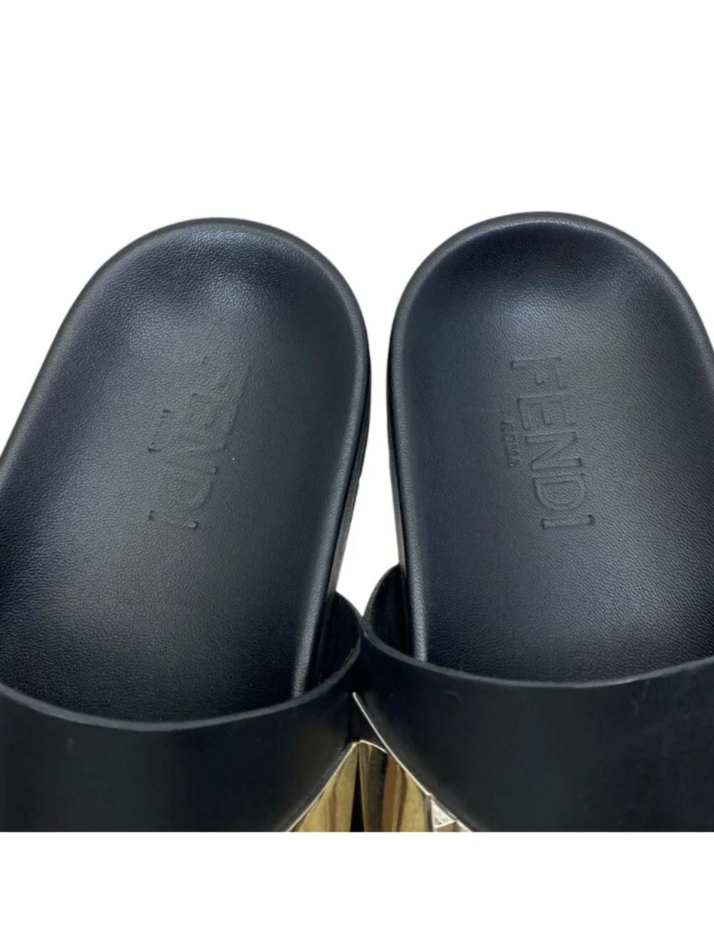 Fendi Monster Slide Sandals Metal Studs Leather Black Silver  display picture 2